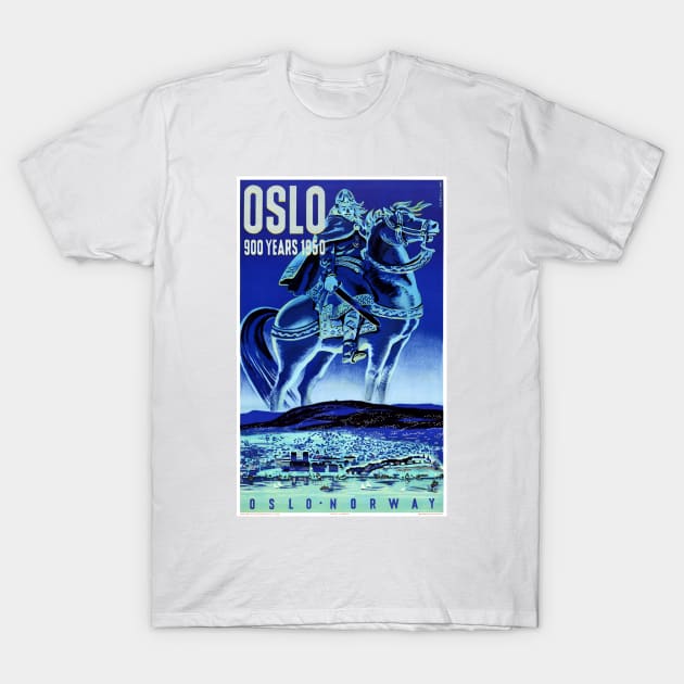 Vintage Travel Poster Oslo Norway 900 Years 1950 T-Shirt by vintagetreasure